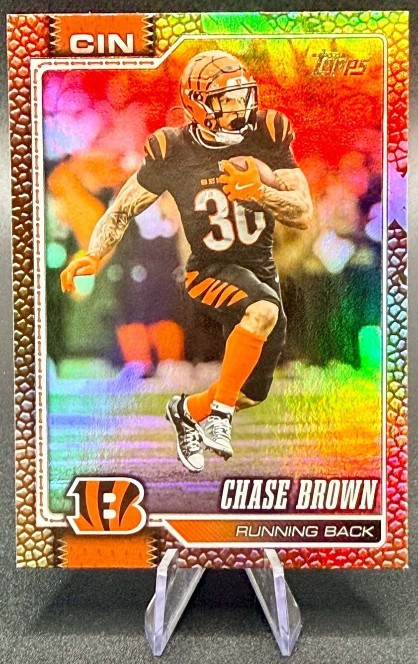 Chase Brown 2026 Topps Flagship Cincinnati Bengals Leather Refract Football Card